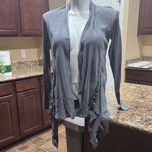 Charcoal sheer Draped Women's Cardigan